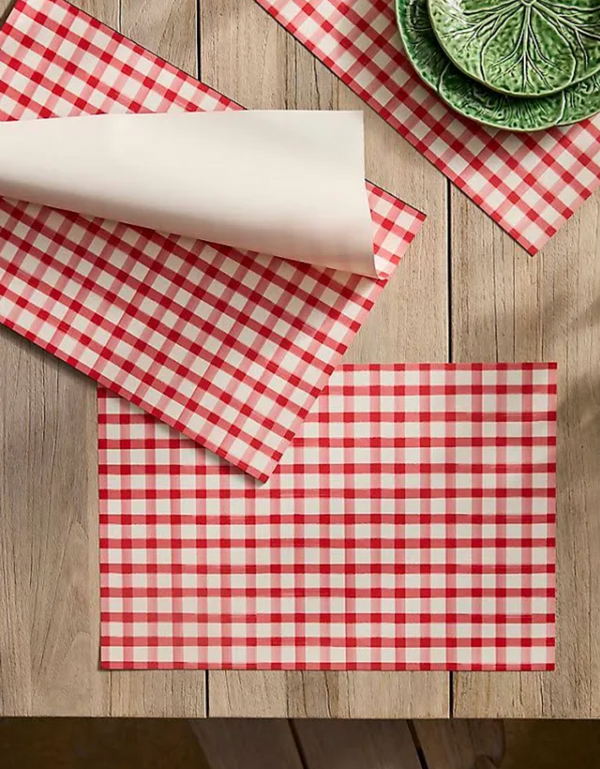 Red Painted Check Paper Placemats