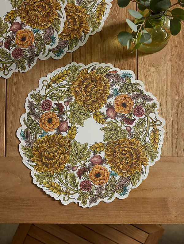 Autumn Acanthus Wreath Die-Cut Paper Placemats