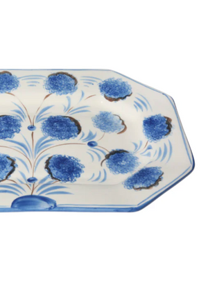 Blue Flower Octagon Platter