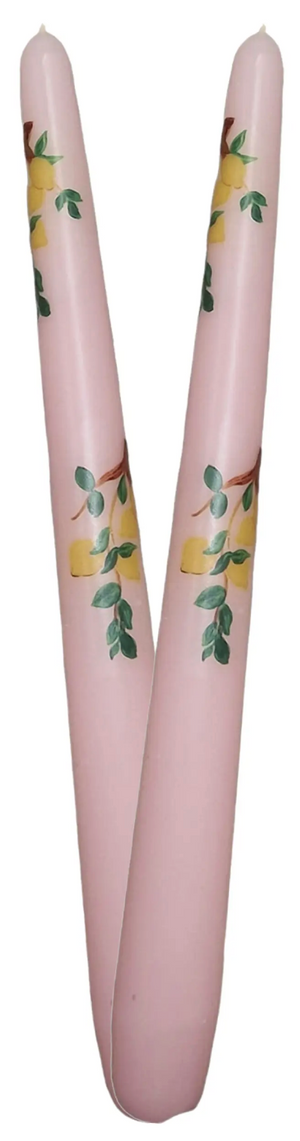 Limone Rosa Hand-Painted Candlestick- Set of 2