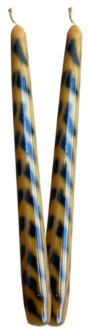 Leopardo Hand-Painted Candlestick- Set of 2