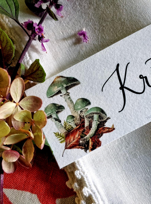Verdigris Mushrooms - Place Cards - Laydown