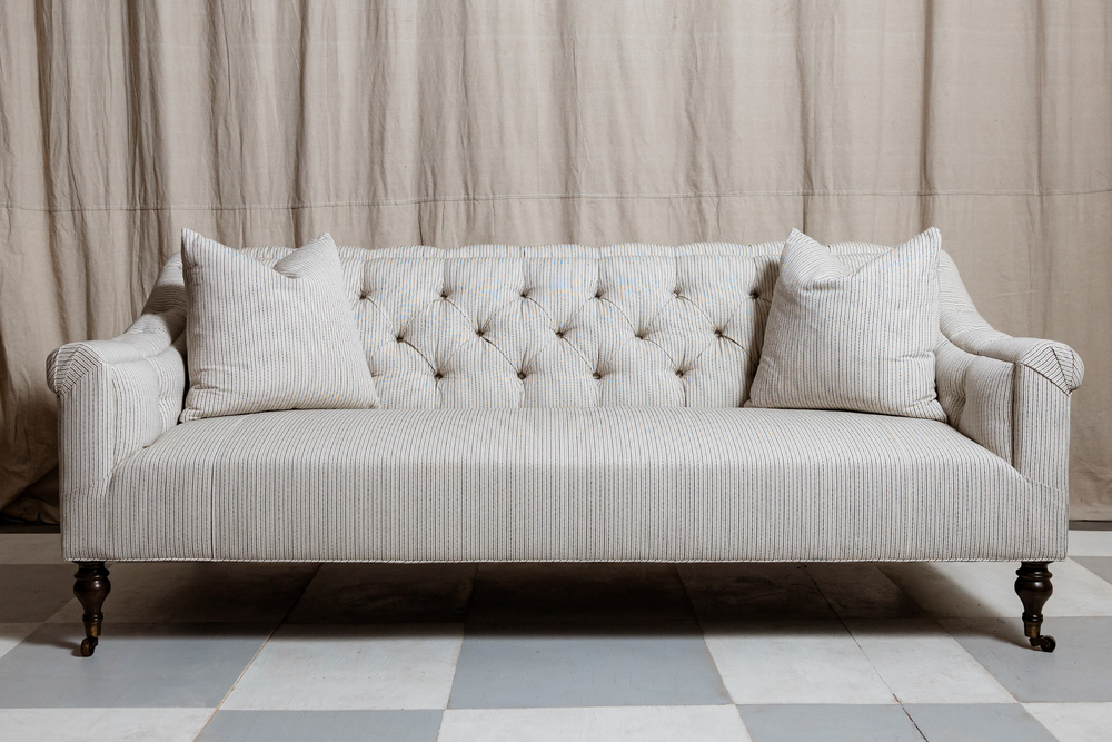 Elizabeth Ticking Stripe Tufted Sofa