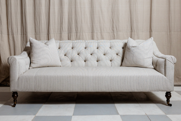 Elizabeth Ticking Stripe Tufted Sofa