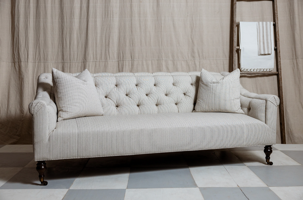 Elizabeth Ticking Stripe Tufted Sofa