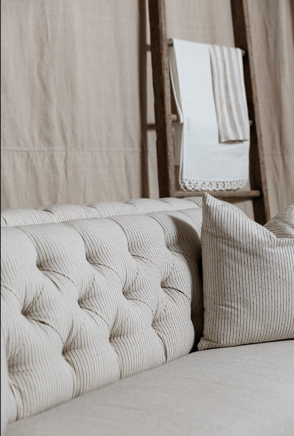 Elizabeth Ticking Stripe Tufted Sofa