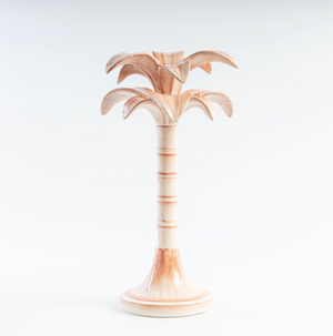 Pink Palm Candlestick Holder